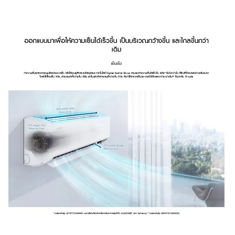 SAMSUNG แอร์ ติดผนัง รุ่น AR13DYHZBWKNST Inverter 12,000 บีทียู เบอร์5 R32 S-Inverter Eco Plus แอร์ ซัมซุง AR13DYHZBWKN