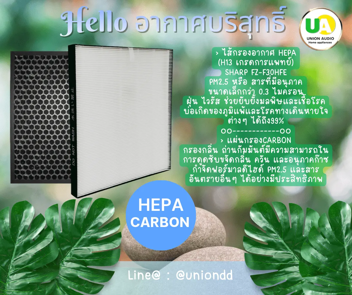 แผ่นกรองอากาศ แผ่นฟอกอากาศ สำหรับเครื่องฟอกอากาศ SHARP รุ่น FP-F30TA, FP-J30TA, FP-GM30B-B, KC-F30TA เกรดทางการแพทย์