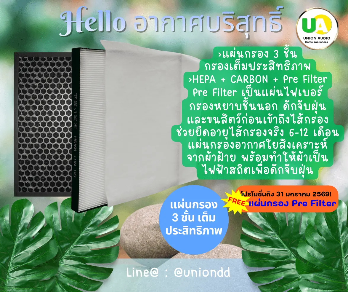 แผ่นกรองอากาศ แผ่นฟอกอากาศ สำหรับเครื่องฟอกอากาศ SHARP รุ่น FP-F30TA, FP-J30TA, FP-GM30B-B, KC-F30TA เกรดทางการแพทย์