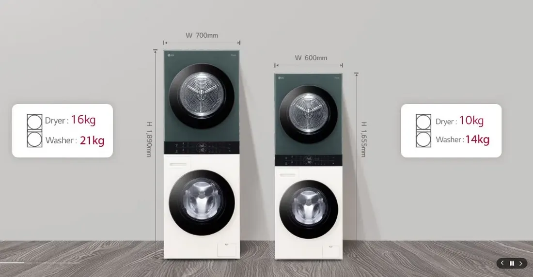 LG Wash Tower ซักผ้า 14 กก. และอบผ้า 10 กก. รุ่น WT1410NHEG ระบบ AI DD™ พร้อม Smart WI-FI control ควบคุมสั่งงานผ่านสมาร์