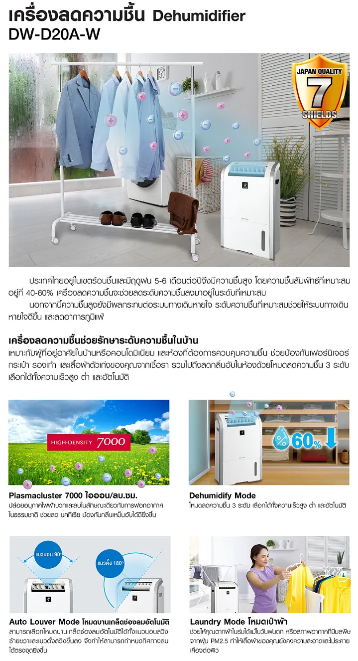 SHARP เครื่องฟอกอากาศ รุ่น FP-J30TA-B 23 ตารางเมตร / ในรถยนต์ ชาร์ป รุ่น IG-NX2B-B 3.6 ตรม. / SHARP เครื่องลดความชื้น รุ