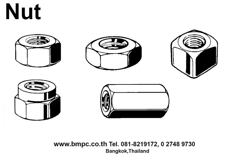Hexagon head bolt, Bolt with flange, Shoulder screw, Set screw, screw plug, thin nut, lock nut, Castle nut, Locking disc