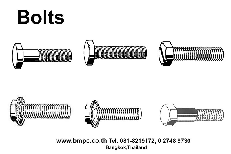 Hexagon head bolt, Bolt with flange, Shoulder screw, Set screw, screw plug, thin nut, lock nut, Castle nut, Locking disc