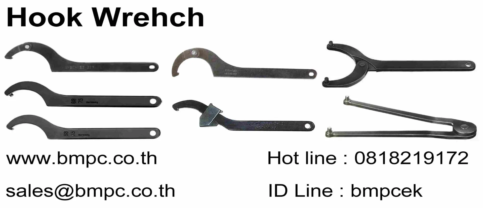 Hook wrench with nose, ประแจขันนีอตล๊อกลูกปืนปลายเพลา, Wrench for slotted round nut, Tab washer, Fine U NUT, round nut