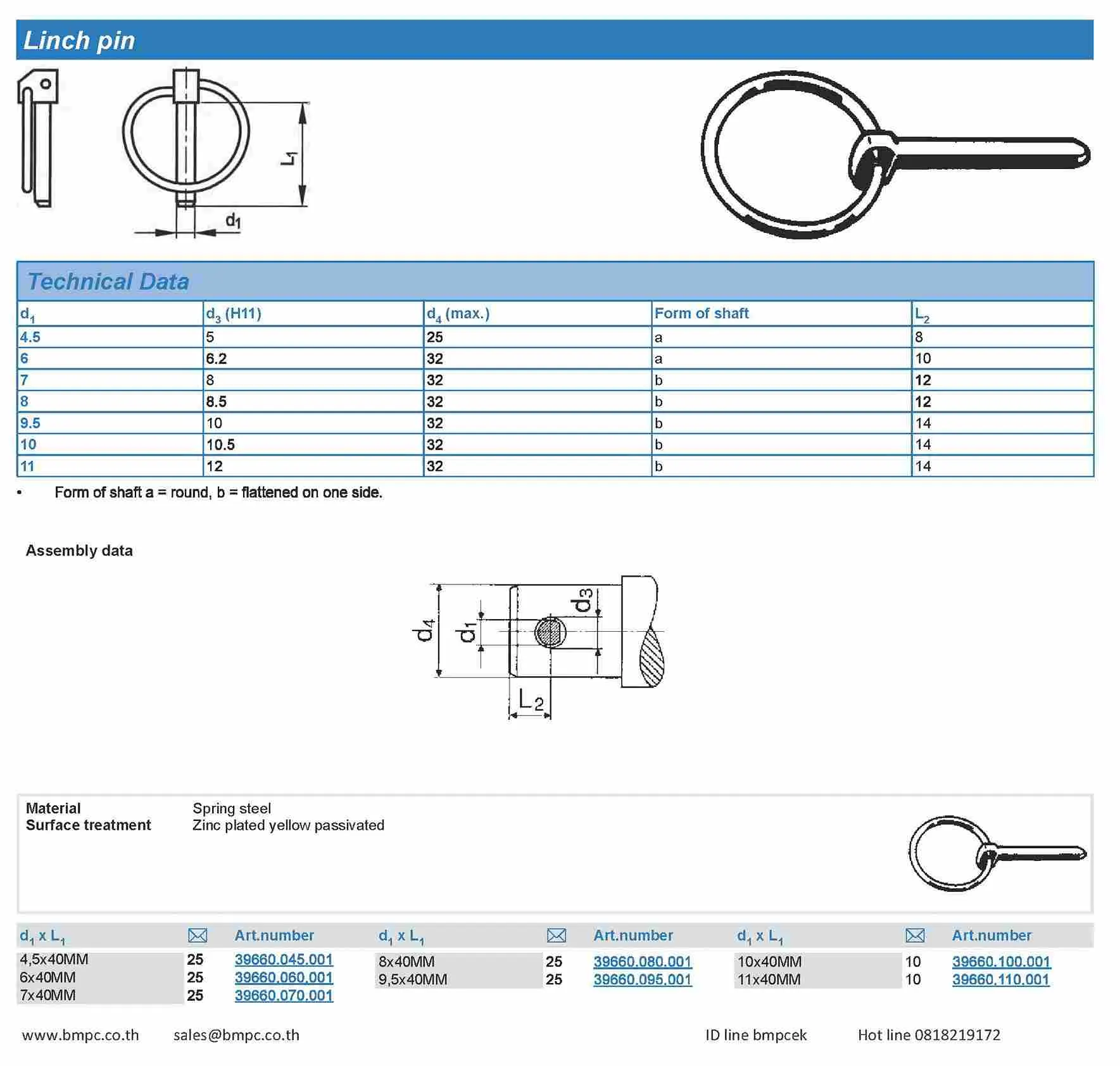 Linch pin, locking pin, สลักล๊อก, เดือยล๊อก, safety pin, สลัก,  สลักเซฟตี้