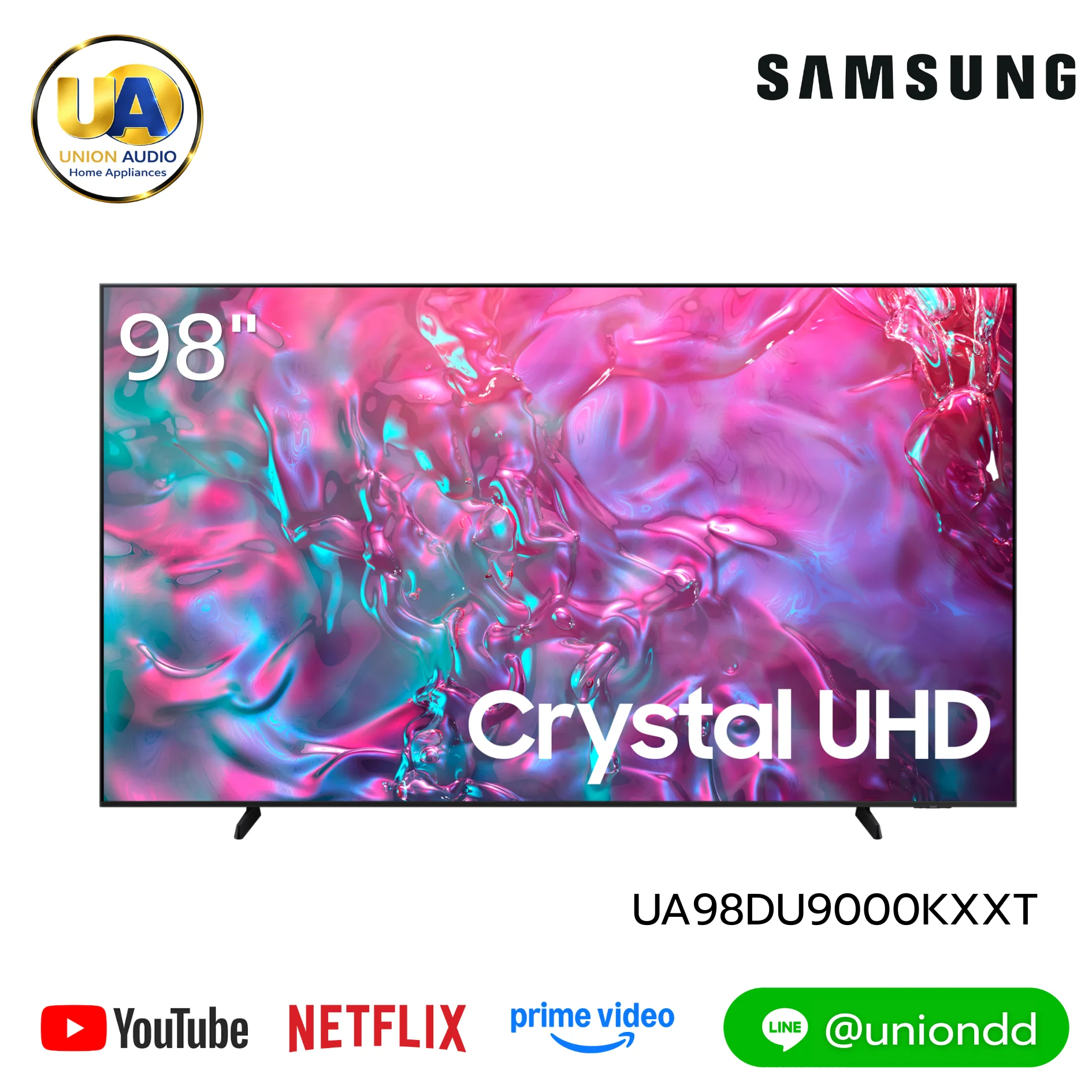 SAMSUNG TV รุ่น UA98DU9000KXXT ขนาด 98 นิ้ว Crystal UHD 4K Smart TV samsung รุ่น UA98DU9000 ทีวี 98 นิ้ว ซัมซุง ทีวี98นิ้ว 98DU9000 ราคาถูกที่สุด ลดราคาสินค้าทุกชิ้นภายในเว็บไซต์ unionaudiosale.com สั่งซื้อออนไลน์ ส่งฟรี * เช็คพื้นทีก่อนสั่งซื้อครับ UA98D