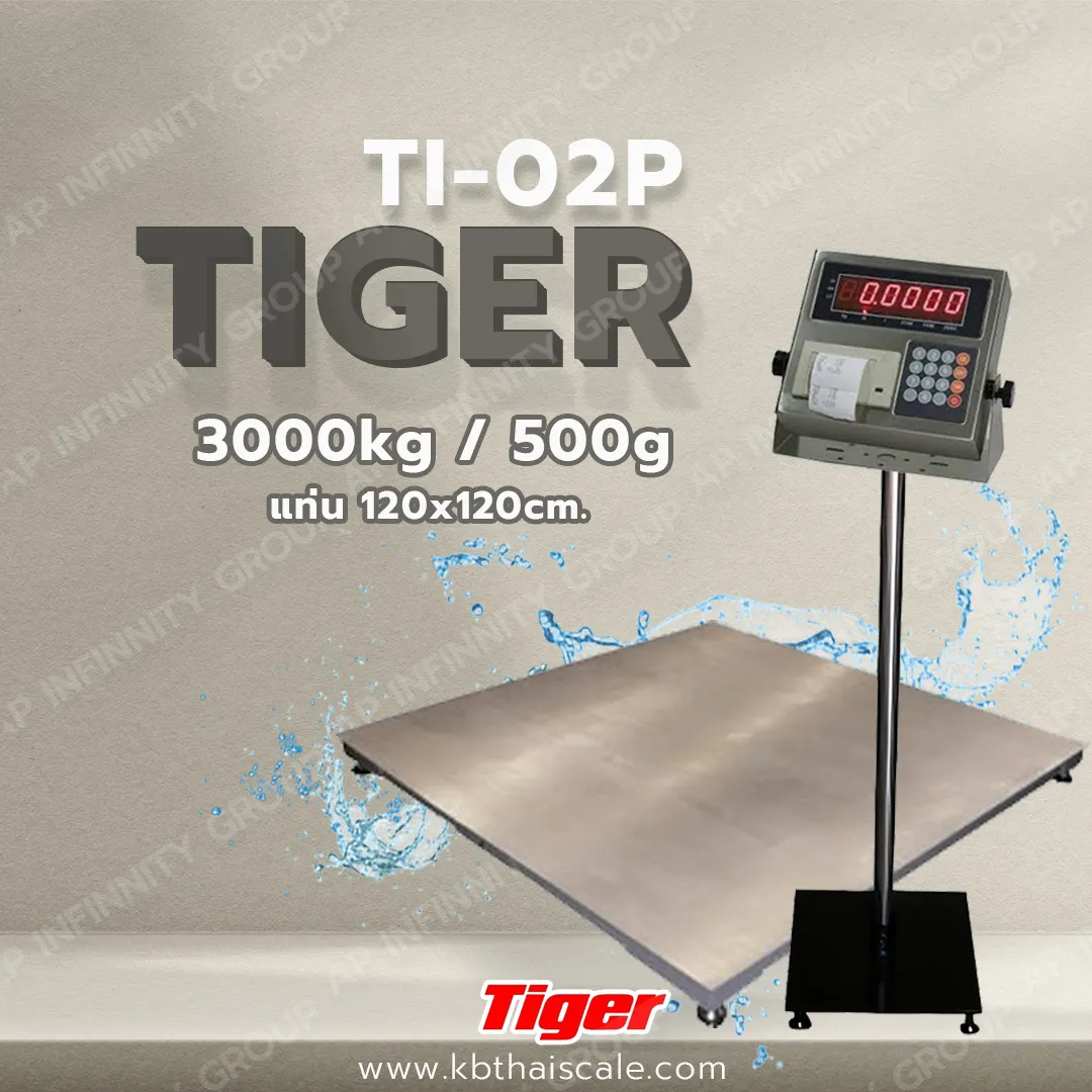 เครื่องชั่งมีปริ้นท์ในตัว เครื่องชั่งพร้อมพิมพ์ ตาชั่งพิมพ์น้ำหนัก 3000kg*500g TI-02P-1212-3TS ฐานสแตนเลส