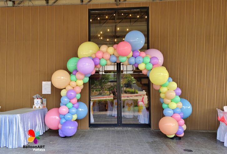 ร้านลูกโป่งพัทยาBalloonART Pattaya  รับจัดซุ้มลูกโป่ง เสาตัดริบบิ้น ป้ายผ้าแพรเปิดงาน โทร. 0661585244
